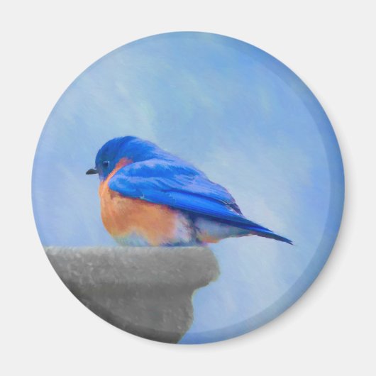 Aimant Peinture Bluebird - Art original pour oiseaux (Devant)