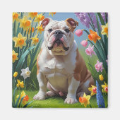 Aimant Peinture Bulldog Spring Flowers (Devant)