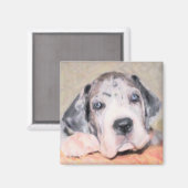 Aimant Peinture : chiot Dane (Recto/Verso)