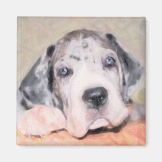 Aimant Peinture : chiot Dane (Devant)