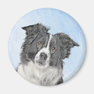 Aimant Peinture Collie Bordure - Joli art original chien