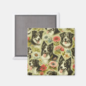 Aimant Peinture Collie vintage (Recto/Verso)