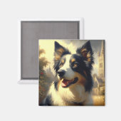 Aimant Peinture Collie vintage (Recto/Verso)