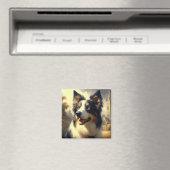 Aimant Peinture Collie vintage (In Situ (Lave-vaisselle))