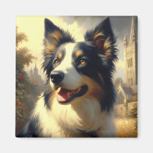 Aimant Peinture Collie vintage