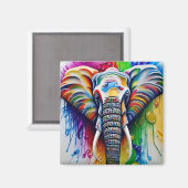 Aimant Peinture colorée Splatter Eléphant africain (Recto/Verso)