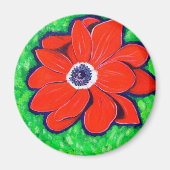 Aimant Peinture d'anémone rouge vif (Devant)