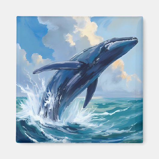Aimant Peinture d'animal océanique baleine bleue (Devant)