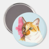 Aimant Peinture d'aquarelle de chat Tabby orange (Recto/Verso)