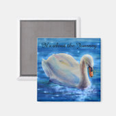 Aimant Peinture d'aquarelle de cygne blanc, sur le voyage (Recto/Verso)