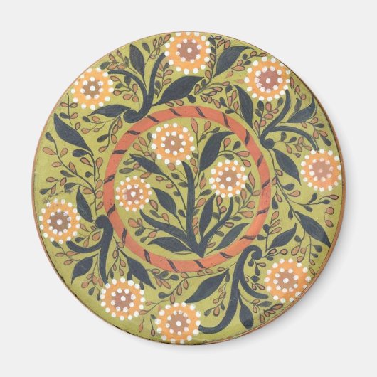 Aimant Peinture d'art populaire floral (Devant)