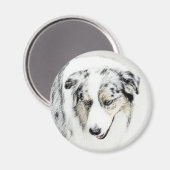 Aimant Peinture de berger australien - Art original de ch (Recto/Verso)