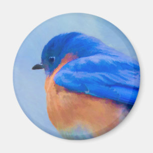 Aimant Peinture de bleuets - Art original pour les oiseau