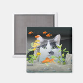 Aimant Peinture de chat personnalisée dans un réservoir d (Recto/Verso)