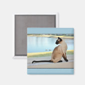 Aimant Peinture de chats de Siamese paisible (Recto/Verso)