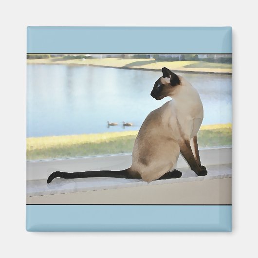 Aimant Peinture de chats de Siamese paisible (Devant)