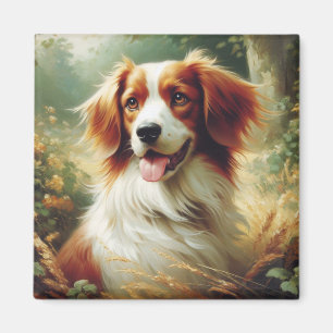 Aimant Peinture de chien breton vintage