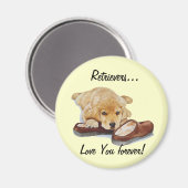 Aimant peinture de chien de chiot d'or récupérateur avec (Recto/Verso)