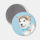 Aimant Peinture de chiot Husky sibérien - Art original de (Recto/Verso)