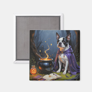 Aimant Peinture de fantaisie d'Halloween de chien Boston