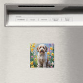 Aimant Peinture de fleurs printanières Bernedoodle (In Situ (Lave-vaisselle))