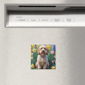 Aimant Peinture de fleurs printanières de chien Cockapoo (In Situ (Lave-vaisselle))