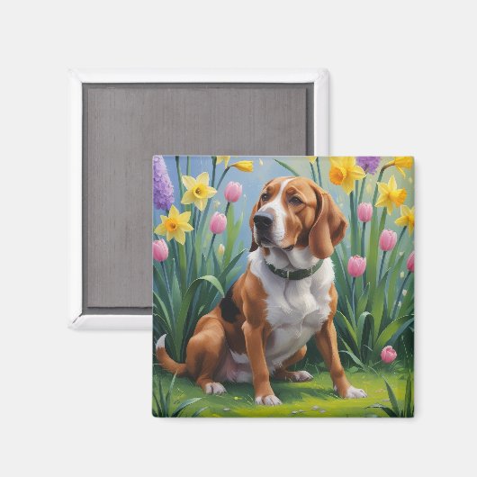 Aimant Peinture de fleurs printanières de Treeing Walker (Recto/Verso)