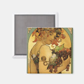 Aimant Peinture de fruits Alphonse Mucha (Recto/Verso)