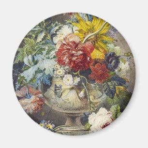 Aimant Peinture de jardin botanique floral élégant vintag