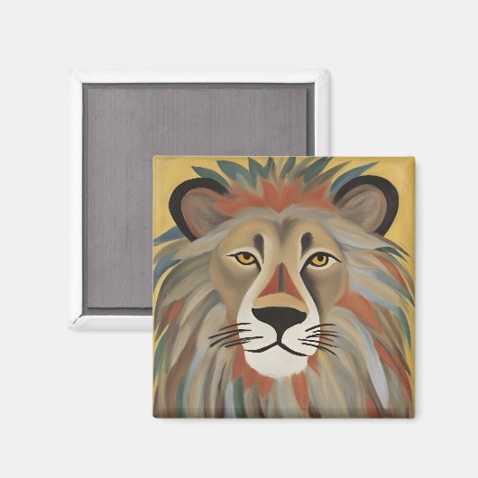 Aimant Peinture de lion (Recto/Verso)