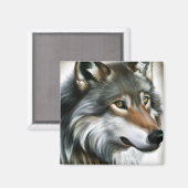 Aimant Peinture de loup (Recto/Verso)