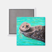 Aimant Peinture de loutre de mer (Recto/Verso)