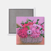 Aimant Peinture de panier à fleurs (Recto/Verso)