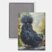 Aimant Peinture de poulet noir en Silkie (Recto/Verso)