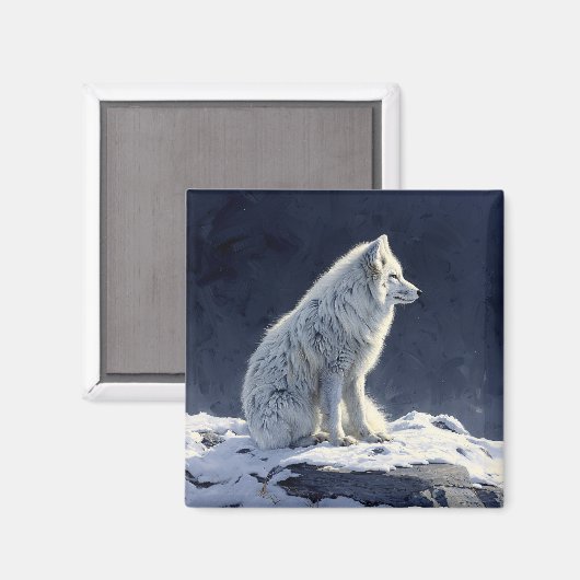 Aimant Peinture de renard arctique (Recto/Verso)