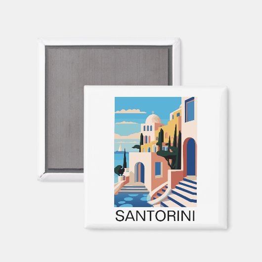 Aimant Peinture de Santorin Grèce (Recto/Verso)