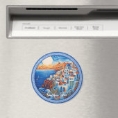 Aimant Peinture de Santorin Grèce | Art du voyage (In Situ (Lave-vaisselle))