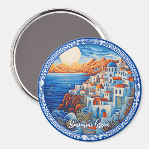 Aimant Peinture de Santorin Grèce   Art du voyage