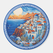 Aimant Peinture de Santorin Grèce | Art du voyage (Devant)