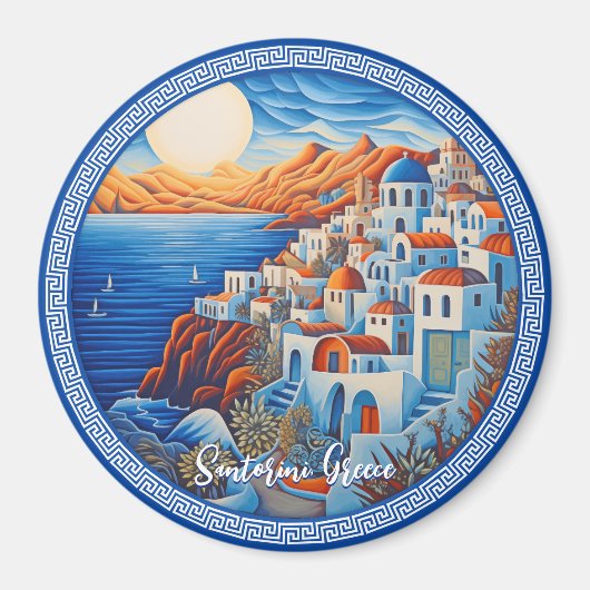 Aimant Peinture de Santorin Grèce | Art du voyage (Devant)