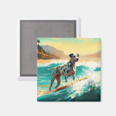 Aimant Peinture de surf de la plage dalmate (Recto/Verso)