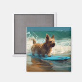 Aimant Peinture de surf de plage de Terrier Australien (Recto/Verso)