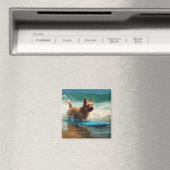 Aimant Peinture de surf de plage de Terrier Australien (In Situ (Lave-vaisselle))