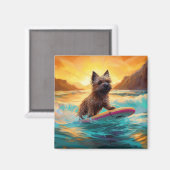 Aimant Peinture de surf de plage de Terrier Cairn (Recto/Verso)