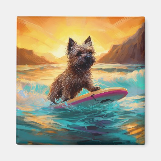 Aimant Peinture de surf de plage de Terrier Cairn (Devant)