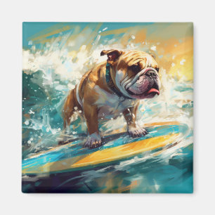 Aimant Peinture de surf sur la plage de Bulldog