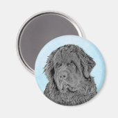 Aimant Peinture de Terre-Neuve - Cute Original Chien Art (Recto/Verso)