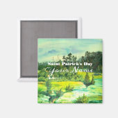 Aimant peinture de vallée verte Aquarelle (Recto/Verso)