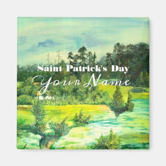 Aimant peinture de vallée verte Aquarelle (Devant)