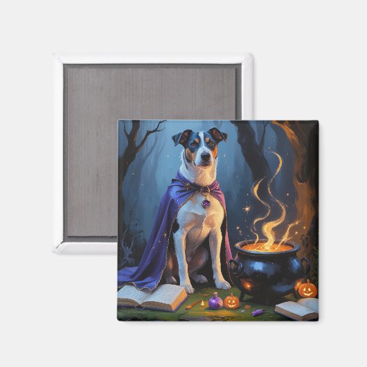 Aimant Peinture d'Halloween blanc Heeler Chien Whimsical (Recto/Verso)